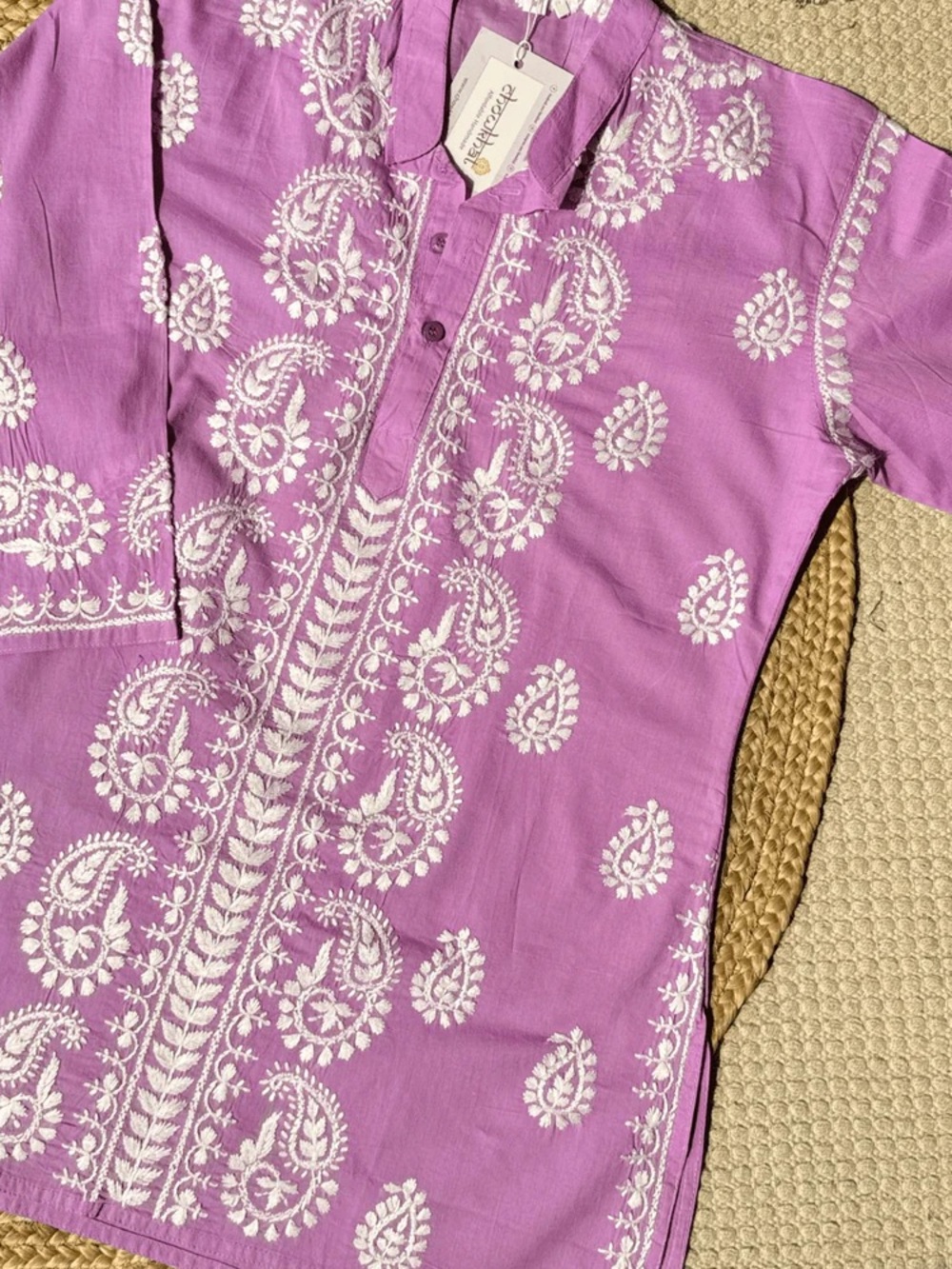 Women’s Lavender Embroidered Casual Button-Down Shirt